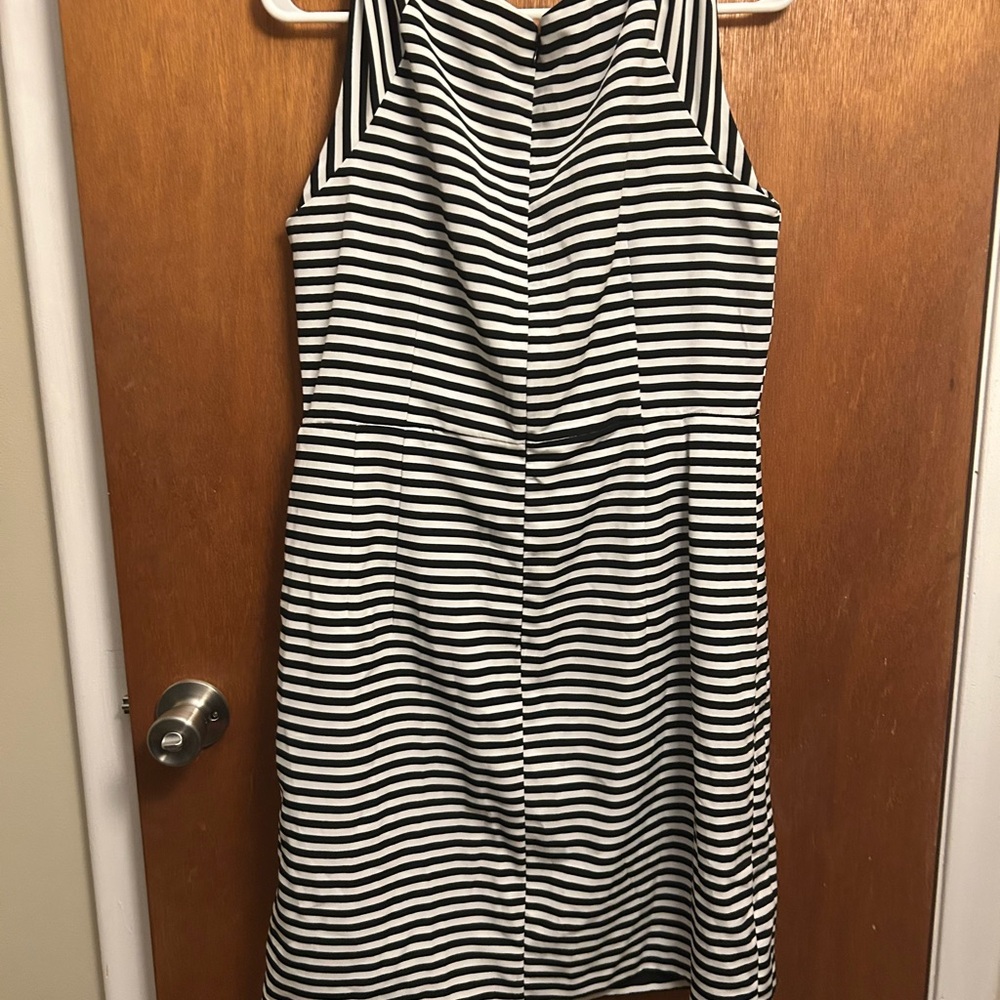 Black & White Striped Wrap Dress with Side Bow - Picture 3 of 3